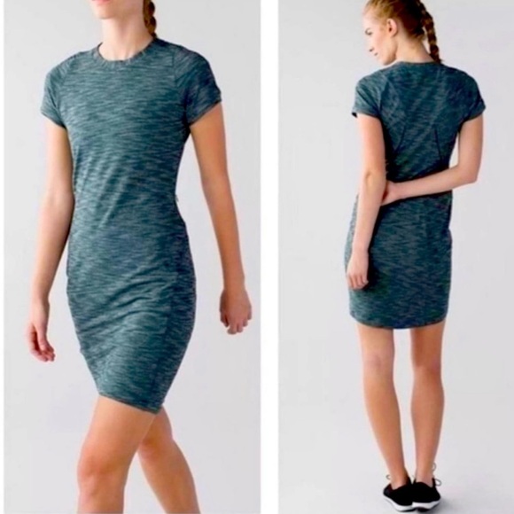 lululemon athletica Dresses & Skirts - Lululemon Women’s &Go Where To Fitted Short Sleeve Dress Women's Size 6 Green